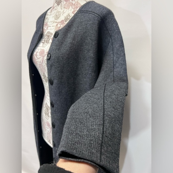 SOLAR Charcoal gray wool and cashmere blend cardigan sweater size M. - Picture 5 of 11